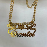 Cartoon Character Heart Nameplate Necklace for Women