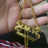 Cartoon Character Heart Nameplate Necklace for Women
