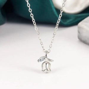 Rose Flower Necklace Anniversary Gift 925 Silver Zircon Tulip Pendant