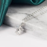 Rose Flower Necklace Anniversary Gift 925 Silver Zircon Tulip Pendant
