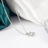 Rose Flower Necklace Anniversary Gift 925 Silver Zircon Tulip Pendant