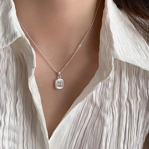 925 Silver Geometry Necklace Zircon Jewelry