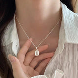 925 Silver Geometry Necklace Zircon Jewelry
