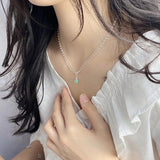 BF CLUB 925 Silver Geometric Stone Necklace Women Engagement