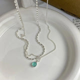 BF CLUB 925 Silver Geometric Stone Necklace Women Engagement