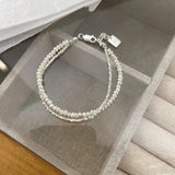 925 Silver Double Layer Pearl Bracelet for Women