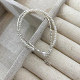 925 Silver Double Layer Pearl Bracelet for Women