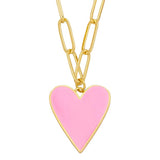 Cuban Link Heart Pendant Necklace Enamel Color Plated Jewelry