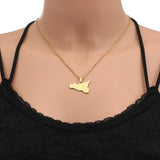 Sicily Map & Cities Pendant Necklace Stainless Steel Italian Jewelry