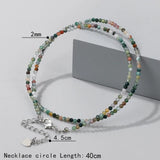 Natural Stone 2mm Faceted Beads Necklace Moonstone lapis lazuli Malachite