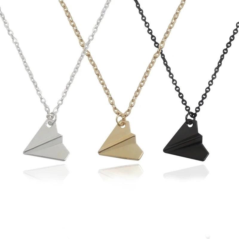 Mini Paper Airplane Necklace Women Paper Plane Pendant Necklaces