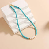 Freshwater Pearl & Turquoise Clavicle Necklace