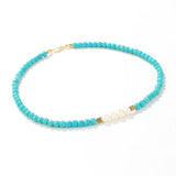 Freshwater Pearl & Turquoise Clavicle Necklace