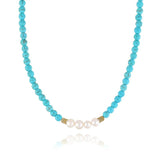 Freshwater Pearl & Turquoise Clavicle Necklace