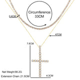 Punk Silver Cross Rhinestone Pendant Necklace for Women