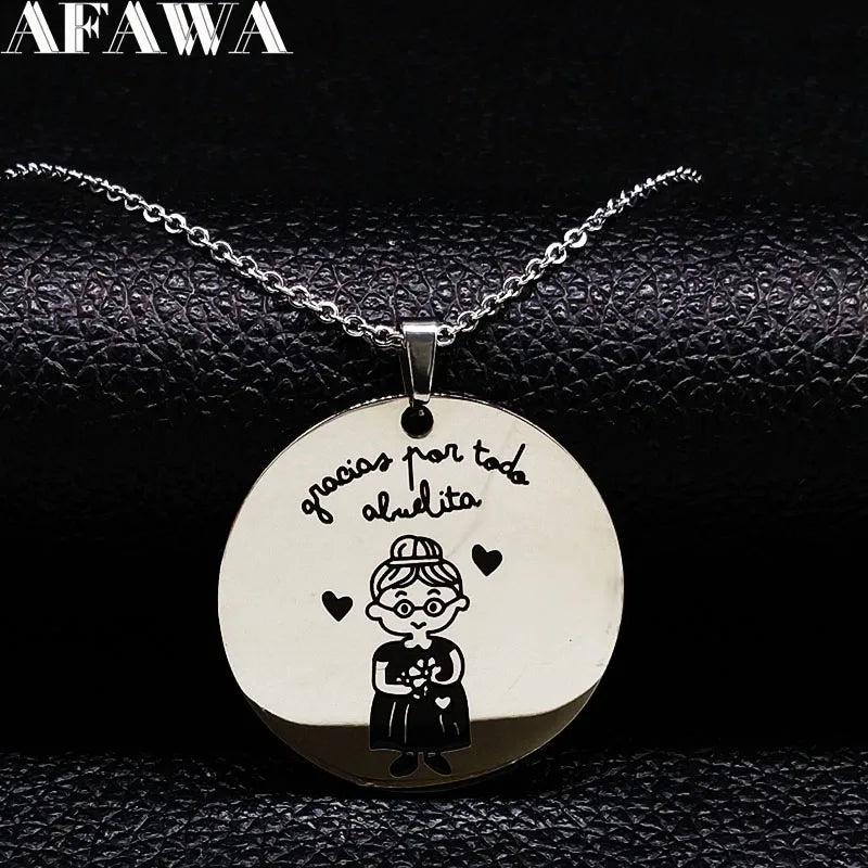 Spain Grandmother Stainless Steel Necklace for Women