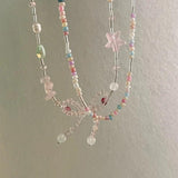 Colorful Crystal Star Flower Necklace for Women