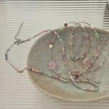 Colorful Crystal Star Flower Necklace for Women