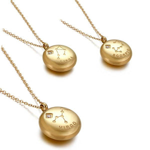 12 Constellation Necklace Zodiac Signs Stainless Steel Coffee Beans Pendant