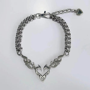 Punk Rock Flame Heart Necklace for Women