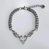 Punk Rock Flame Heart Necklace for Women