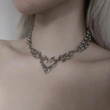 Punk Rock Flame Heart Necklace for Women