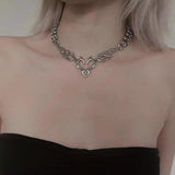 Punk Rock Flame Heart Necklace for Women