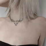 Punk Rock Flame Heart Necklace for Women