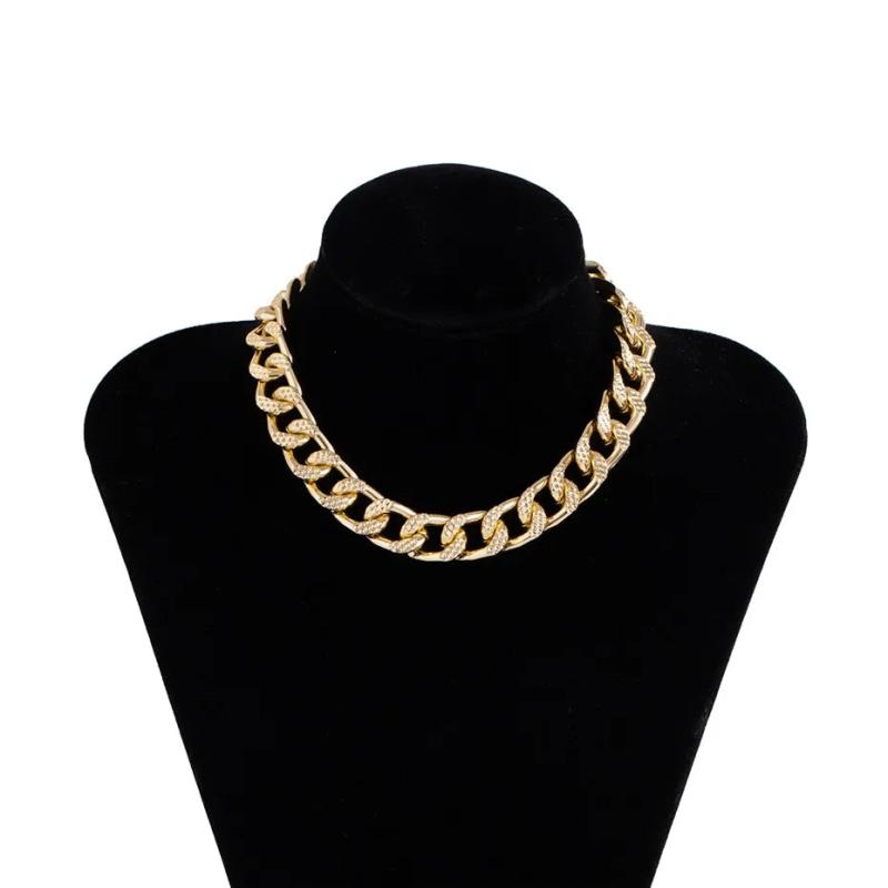 Cuban Choker Necklace Punk Vintage Chunky Thick Link Aluminum Chain for Women