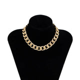 Cuban Choker Necklace Punk Vintage Chunky Thick Link Aluminum Chain for Women