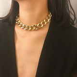 Cuban Choker Necklace Punk Vintage Chunky Thick Link Aluminum Chain for Women