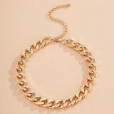 Cuban Choker Necklace Punk Vintage Chunky Thick Link Aluminum Chain for Women