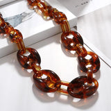 Geometric Acrylic Chain Choker Necklace Leopard Tortoiseshell Resin