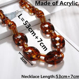 Geometric Acrylic Chain Choker Necklace Leopard Tortoiseshell Resin