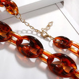Geometric Acrylic Chain Choker Necklace Leopard Tortoiseshell Resin