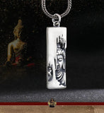 Vintage Silver 925 Buddha Pendant Chain Necklace Retro Lotus