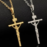 Men Cross Pendant Necklace Jesus Cross Chain Necklace Punk Religious Jewelry