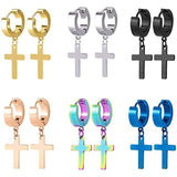 Gold-Plated Cross Earrings Hip Hop Studs