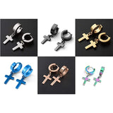 Gold-Plated Cross Earrings Hip Hop Studs