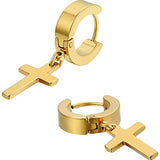 Gold-Plated Cross Earrings Hip Hop Studs