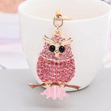 Crystal Owl Keychain Rhinestone Key Ring Women Bag Accessories