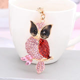 Crystal Owl Keychain Rhinestone Key Ring Women Bag Accessories
