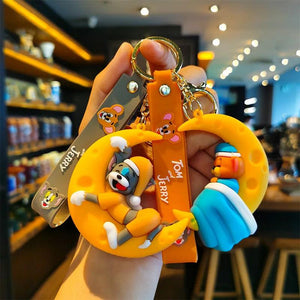 Cartoon Cat Anime Figure Doll Moon Sleeping Keychain Bag Key Ring