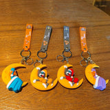 Cartoon Cat Anime Figure Doll Moon Sleeping Keychain Bag Key Ring