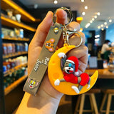 Cartoon Cat Anime Figure Doll Moon Sleeping Keychain Bag Key Ring