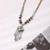 Ethnic Style Jade Peace Lock Pendant Necklace for Women
