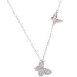 Silver Double Butterfly Pendant Necklace Clavicle Chain High Jewelry Female