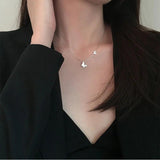 Silver Double Butterfly Pendant Necklace Clavicle Chain High Jewelry Female