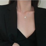 Silver Double Butterfly Pendant Necklace Clavicle Chain High Jewelry Female