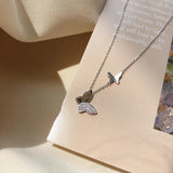 Silver Double Butterfly Pendant Necklace Clavicle Chain High Jewelry Female